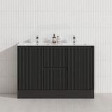 600/750/900/1200/1500mm Ceto Brighton Freestanding Vanity with Kickboard PVC Board Matt Black Linear Surface