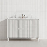 600-1500mm Ceto Brighton Freestanding Vanity with Legs Matt White PVC Board Cabinet ONLY Linear Surface
