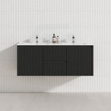 600-1500mm Ceto Brindabella Wall Hung Bathroom Vanity Matt Black PVC Board Ceramic Top Available