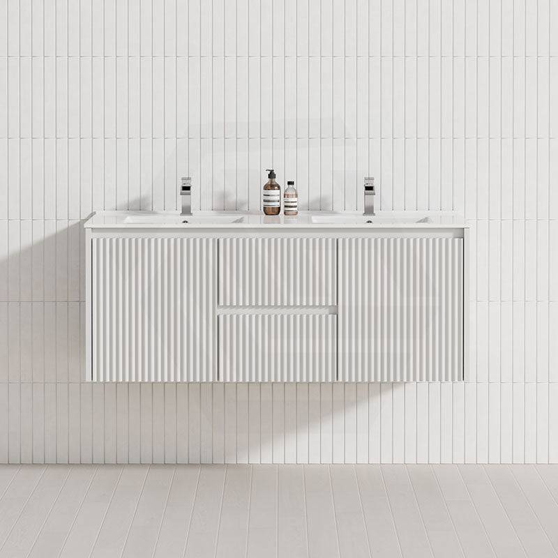 1200mm Ceto Brindabella Wall Hung Single/Double Vanity Matt White/Black PVC Board Linear Surface