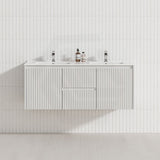 1200mm Ceto Brindabella Wall Hung Single/Double Vanity Matt White/Black PVC Board Linear Surface