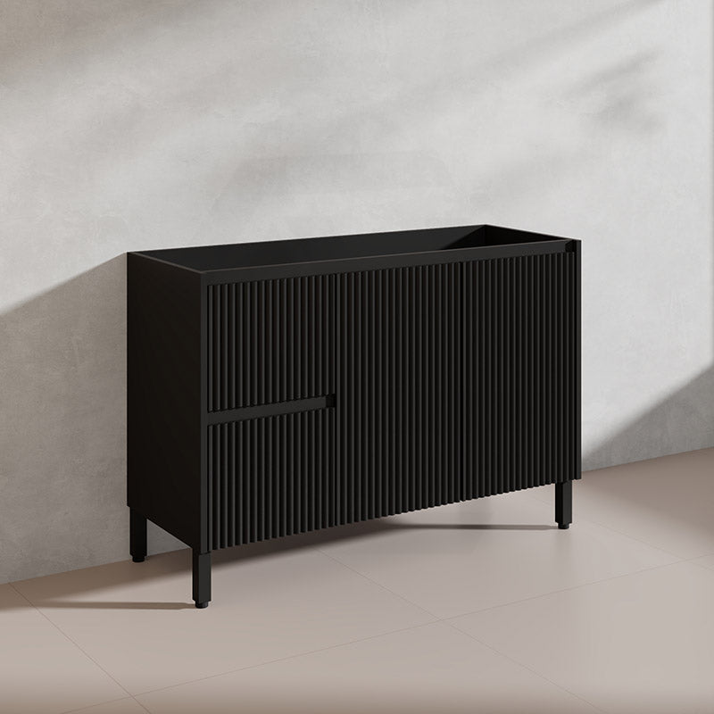 600/750/900/1200/1500mm Ceto Brighton Freestanding Vanity with Legs PVC Board Matt Black Linear Surface