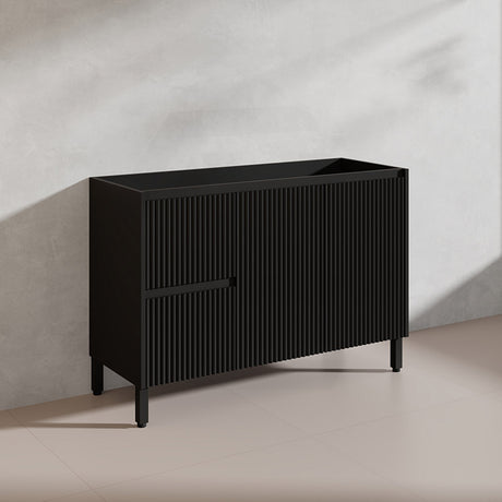 600/750/900/1200/1500mm Ceto Brighton Freestanding Vanity with Legs PVC Board Matt Black Linear Surface
