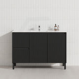 600/750/900/1200/1500mm Ceto Brighton Freestanding Vanity with Legs PVC Board Matt Black Linear Surface