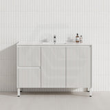 600-1500mm Ceto Brighton Freestanding Vanity with Legs Matt White PVC Board Cabinet ONLY Linear Surface
