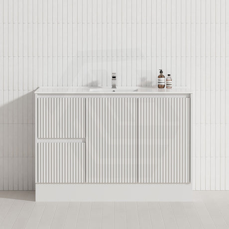 600-1500mm Ceto Brighton Freestanding Vanity with Kickboard Matt White PVC Board Linear Surface