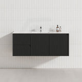600-1500mm Ceto Brindabella Wall Hung Bathroom Vanity Matt Black PVC Board Ceramic Top Available