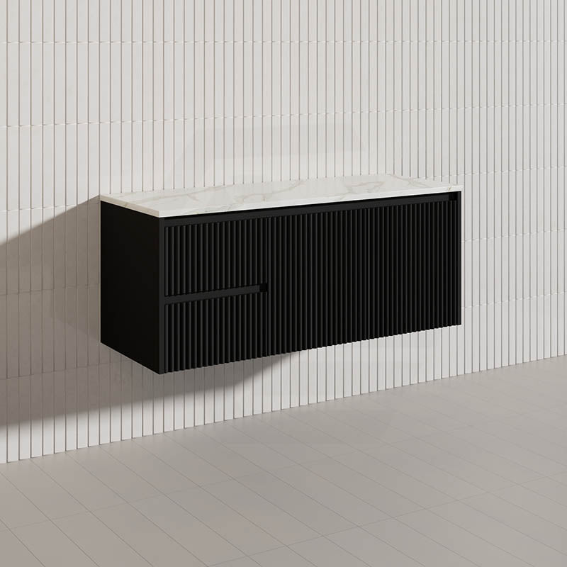1200mm Ceto Brindabella Wall Hung Single/Double Vanity Matt White/Black PVC Board Linear Surface