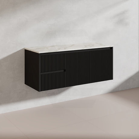 1200mm Ceto Brindabella Wall Hung Single/Double Vanity Matt White/Black PVC Board Linear Surface