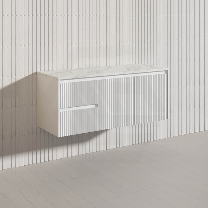 1200mm Ceto Brindabella Wall Hung Single/Double Vanity Matt White/Black PVC Board Linear Surface