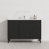 600/750/900/1200/1500mm Ceto Brighton Freestanding Vanity with Legs PVC Board Matt Black Linear Surface