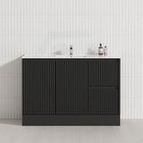 600/750/900/1200/1500mm Ceto Brighton Freestanding Vanity with Kickboard PVC Board Matt Black Linear Surface