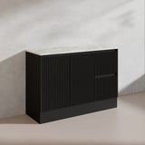600/750/900/1200/1500mm Ceto Brighton Freestanding Vanity with Kickboard PVC Board Matt Black Linear Surface