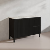 600/750/900/1200/1500mm Ceto Brighton Freestanding Vanity with Legs PVC Board Matt Black Linear Surface