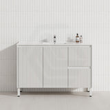 600-1500mm Ceto Brighton Freestanding Vanity with Legs Matt White PVC Board Cabinet ONLY Linear Surface