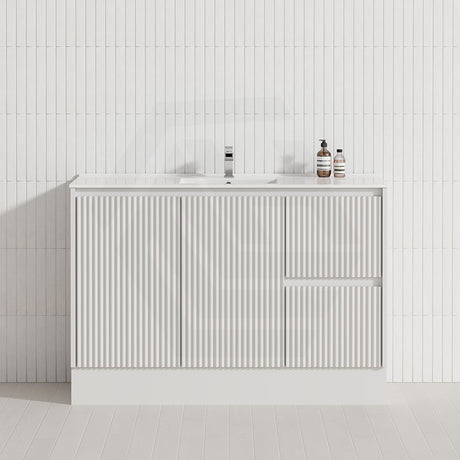 600-1500mm Ceto Brighton Freestanding Vanity with Kickboard Matt White PVC Board Linear Surface