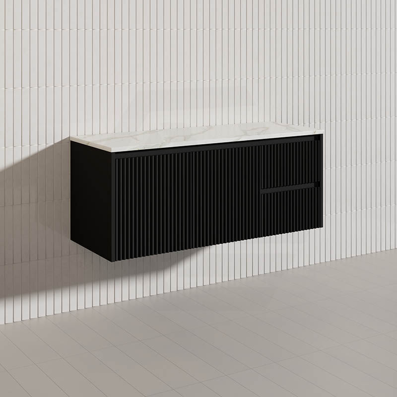 1200mm Ceto Brindabella Wall Hung Single/Double Vanity Matt White/Black PVC Board Linear Surface