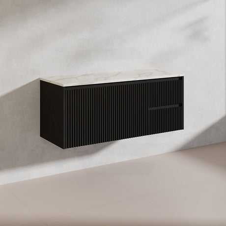 1200mm Ceto Brindabella Wall Hung Single/Double Vanity Matt White/Black PVC Board Linear Surface