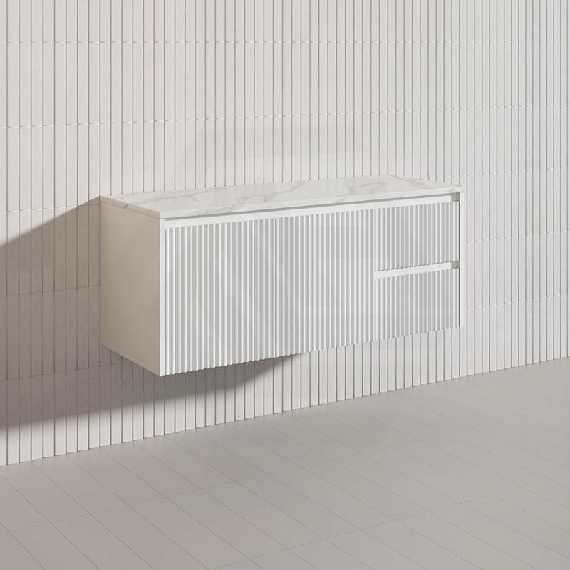 1200mm Ceto Brindabella Wall Hung Single/Double Vanity Matt White/Black PVC Board Linear Surface