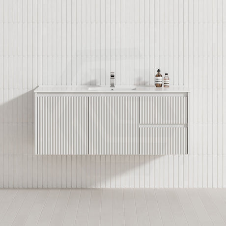 600-1500mm Ceto Brindabella Wall Hung Bathroom Vanity Matt White PVC Board Ceramic Top Available