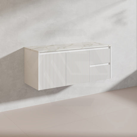 1200mm Ceto Brindabella Wall Hung Single/Double Vanity Matt White/Black PVC Board Linear Surface