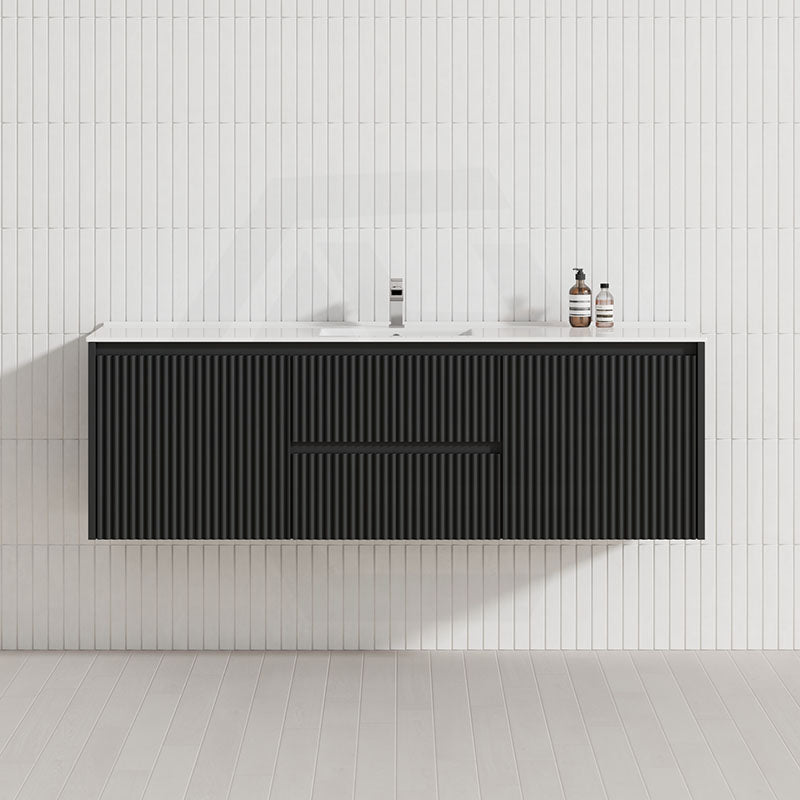 600-1500mm Ceto Brindabella Wall Hung Bathroom Vanity Matt Black PVC Board Ceramic Top Available
