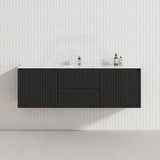 600-1500mm Ceto Brindabella Wall Hung Bathroom Vanity Matt Black PVC Board Ceramic Top Available