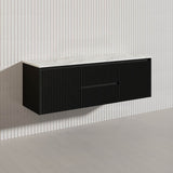 1500mm Ceto Brindabella Wall Hung Single/Double Vanity Matt White/Black PVC Board Linear Surface