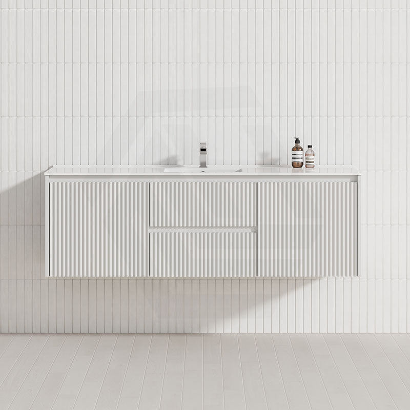 1500mm Ceto Brindabella Wall Hung Single/Double Vanity Matt White/Black PVC Board Linear Surface