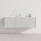 1500mm Ceto Brindabella Wall Hung Single/Double Vanity Matt White/Black PVC Board Linear Surface