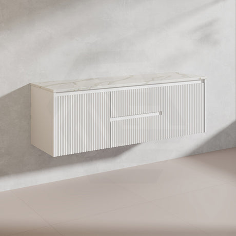1500mm Ceto Brindabella Wall Hung Single/Double Vanity Matt White/Black PVC Board Linear Surface