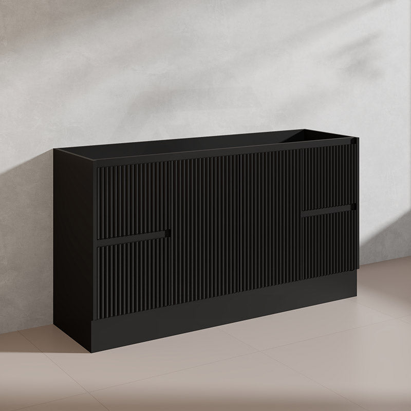 600/750/900/1200/1500mm Ceto Brighton Freestanding Vanity with Kickboard PVC Board Matt Black Linear Surface