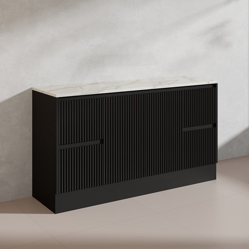 600/750/900/1200/1500mm Ceto Brighton Freestanding Vanity with Kickboard PVC Board Matt Black Linear Surface