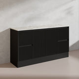 600/750/900/1200/1500mm Ceto Brighton Freestanding Vanity with Kickboard PVC Board Matt Black Linear Surface