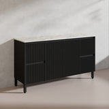 600/750/900/1200/1500mm Ceto Brighton Freestanding Vanity with Legs PVC Board Matt Black Linear Surface