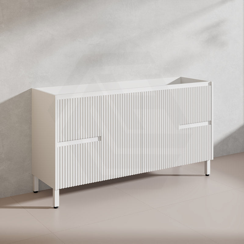 600-1500mm Ceto Brighton Freestanding Vanity with Legs Matt White PVC Board Cabinet ONLY Linear Surface