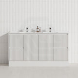 600-1500mm Ceto Brighton Freestanding Vanity with Kickboard Matt White PVC Board Linear Surface