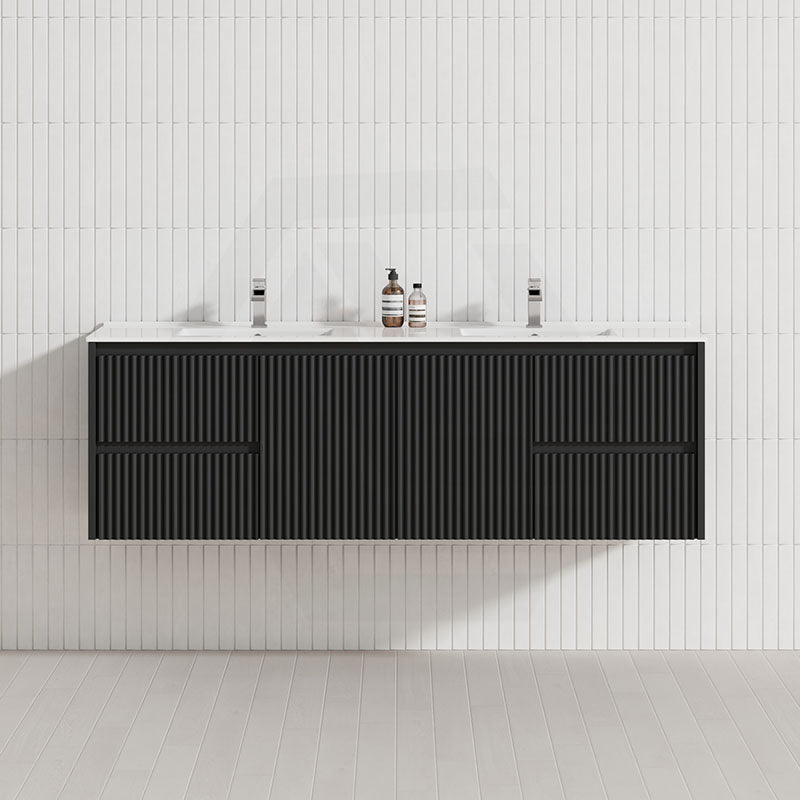 600-1500mm Ceto Brindabella Wall Hung Bathroom Vanity Matt Black PVC Board Ceramic Top Available