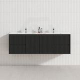 600-1500mm Ceto Brindabella Wall Hung Bathroom Vanity Matt Black PVC Board Ceramic Top Available
