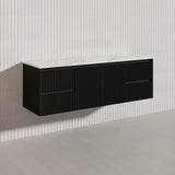 1500mm Ceto Brindabella Wall Hung Single/Double Vanity Matt White/Black PVC Board Linear Surface