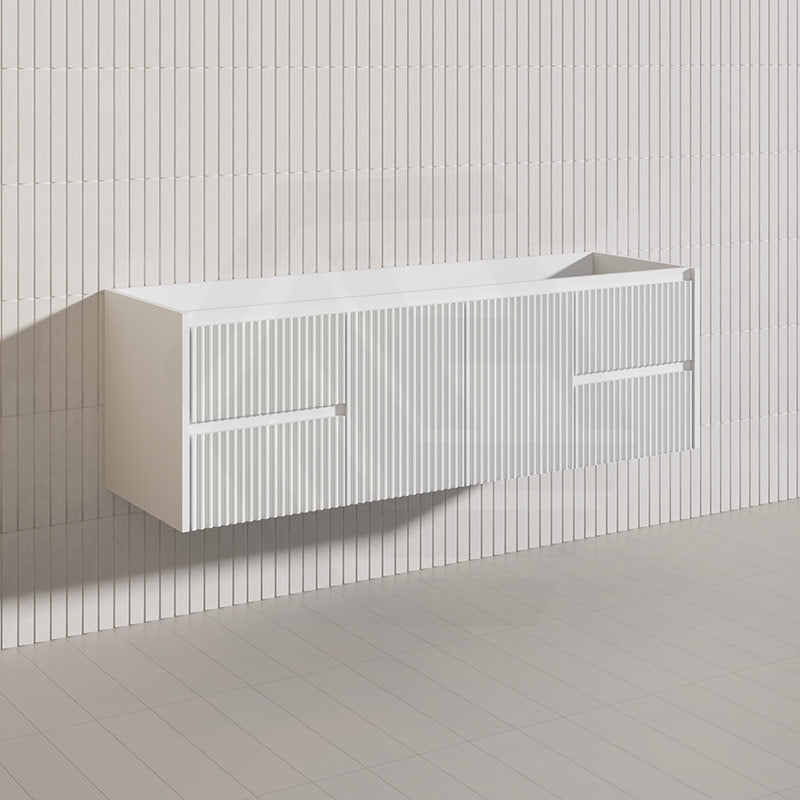 1500mm Ceto Brindabella Wall Hung Single/Double Vanity Matt White/Black PVC Board Linear Surface