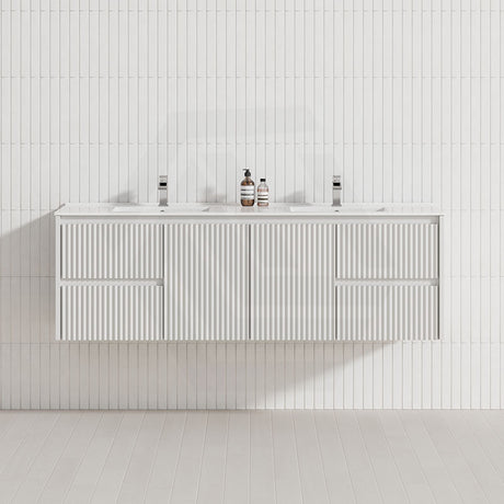 600-1500mm Ceto Brindabella Wall Hung Bathroom Vanity Matt White PVC Board Ceramic Top Available