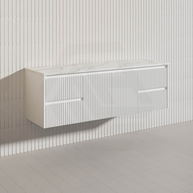 1500mm Ceto Brindabella Wall Hung Single/Double Vanity Matt White/Black PVC Board Linear Surface