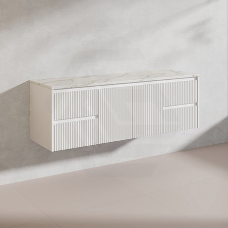 1500mm Ceto Brindabella Wall Hung Single/Double Vanity Matt White/Black PVC Board Linear Surface