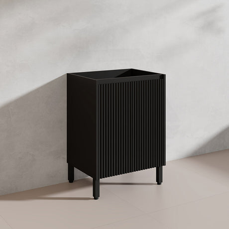 600/750/900/1200/1500mm Ceto Brighton Freestanding Vanity with Legs PVC Board Matt Black Linear Surface