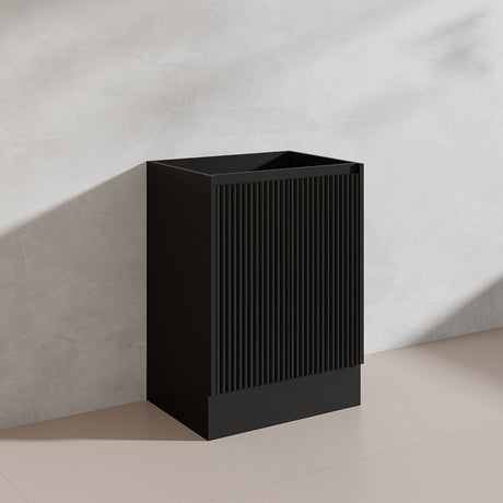 600/750/900/1200/1500mm Ceto Brighton Freestanding Vanity with Kickboard PVC Board Matt Black Linear Surface