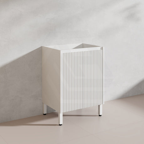 600-1500mm Ceto Brighton Freestanding Vanity with Legs Matt White PVC Board Cabinet ONLY Linear Surface