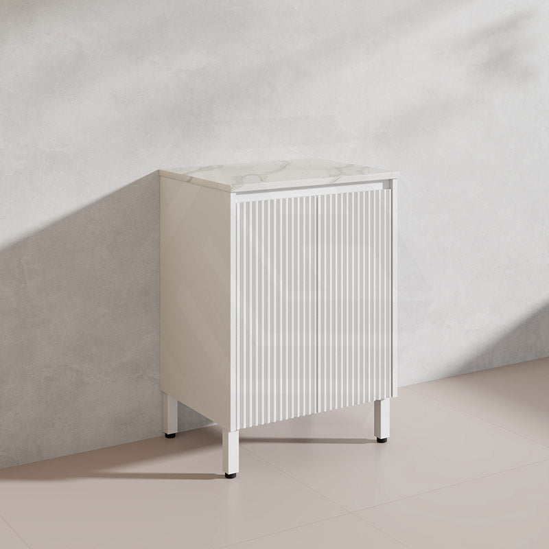 600-1500mm Ceto Brighton Freestanding Vanity with Legs Matt White PVC Board Cabinet ONLY Linear Surface