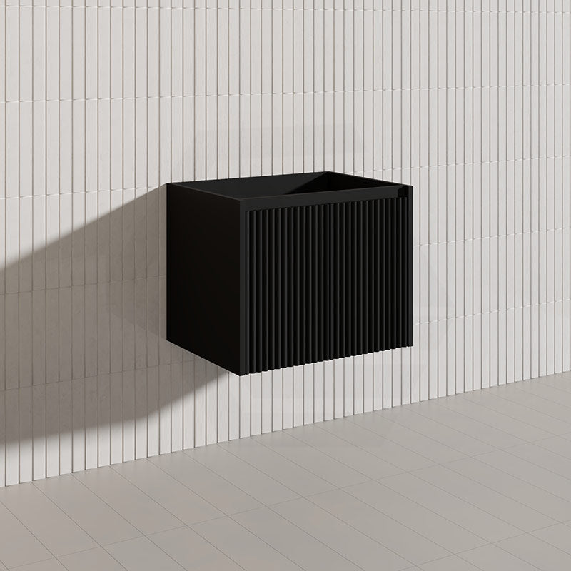 600mm Ceto Brindabella Wall Hung Vanity Matt White/Black PVC Board Linear Surface