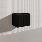 600mm Ceto Brindabella Wall Hung Vanity Matt White/Black PVC Board Linear Surface